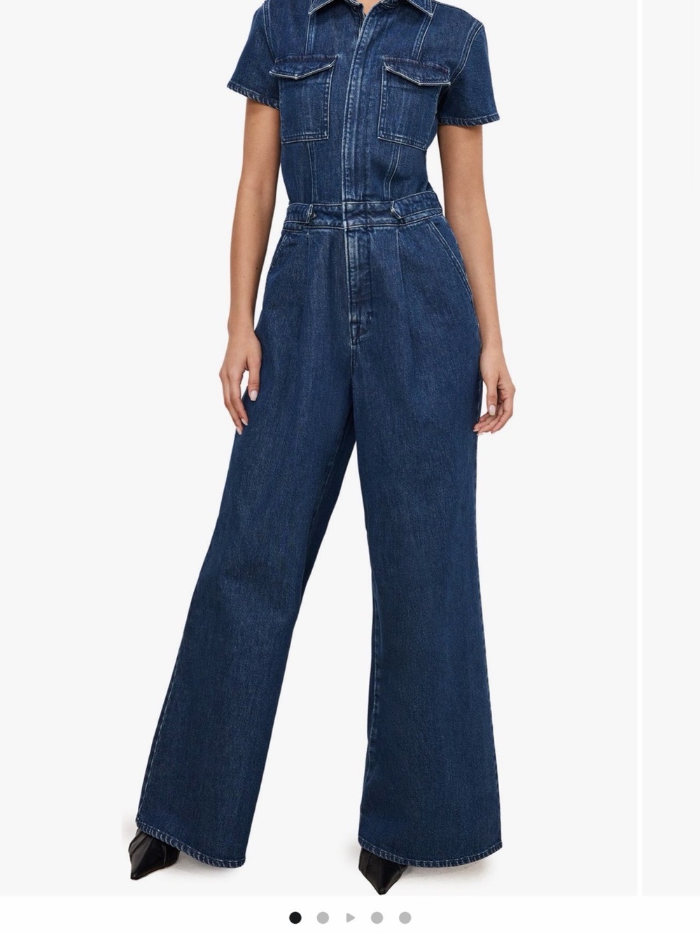 Good American Dark Blue Wide-Leg Denim Jumpsuit
